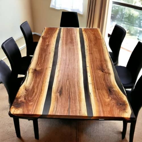 epoxy dining table, black epoxy table, epoxy table | Tables by Innovative Home Decors. Item composed of wood in country & farmhouse or art deco style