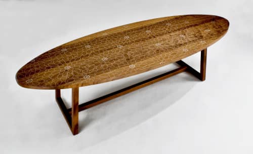 Nail Inlay Coffee Table No. 54 | Tables by Peter Sandback. Item made of wood with metal works with contemporary & modern style