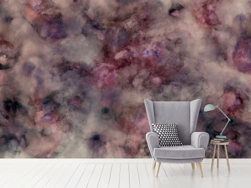 Ocean Mist-BK Wallpaper Mural | Wall Treatments by MELISSA RENEE fieryfordeepblue  Art & Design. Item composed of paper compatible with contemporary and eclectic & maximalism style