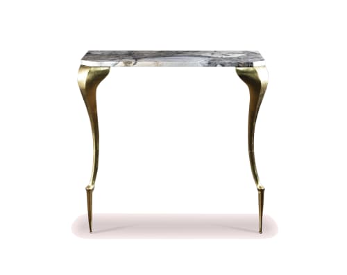 Lychorinda Cast Bronze & Marble Console Table by Costantini | Tables by Costantini Design. Item composed of bronze and marble