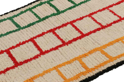 Vintage Moroccan Runner with Polychromatic Geometric Pattern | Area Rug in Rugs by Rug and Kilim