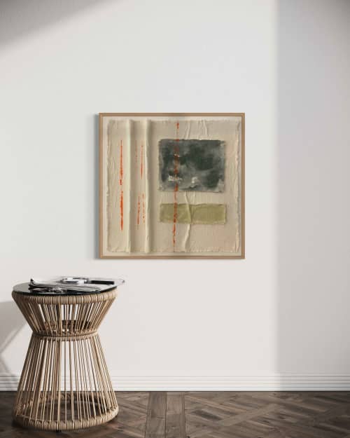 Canvas on Canvas CC2424 A | Mixed Media by Michael Denny Art, LLC. Item composed of bamboo and canvas in minimalism or contemporary style