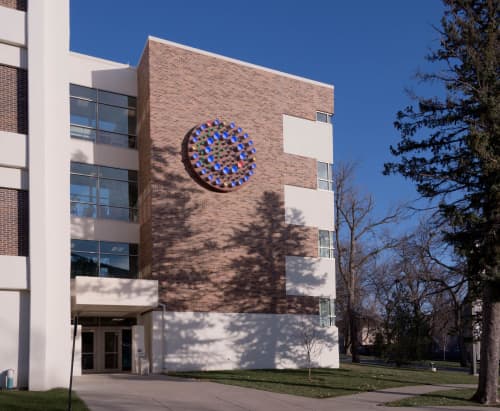 Nebraska Time | Clock in Decorative Objects by Ansen Seale | Wayne State College in Wayne. Item made of metal