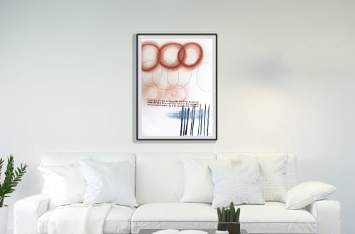 minimalist large drawing, textured contemporary art 40 x 56 | Mixed Media by Valeria Kondor. Item composed of paper compatible with minimalism and contemporary style