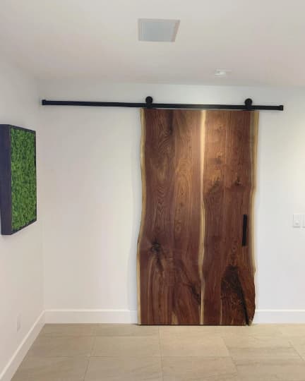 Live Edge Sliding Door | Sliding Wood Door | Furniture by TRH Furniture. Item composed of wood