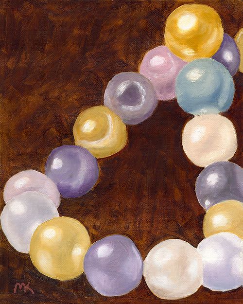 Colorful Pearls - Original Oil Painting on Canvas | Oil And Acrylic Painting in Paintings by Michelle Keib Art. Item composed of canvas