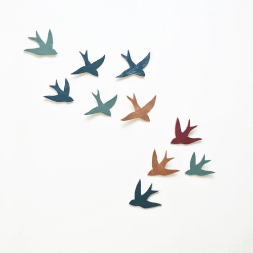 Flock 10 Ceramic Wall Art Swallows | Art & Wall Decor by Elizabeth Prince Ceramics