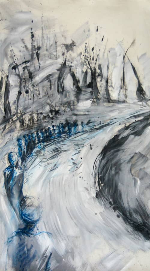 The World Sleeps, Winter Shadows Walk In Silence. | Oil And Acrylic Painting in Paintings by J.Charboneau. Item composed of canvas in minimalism or contemporary style