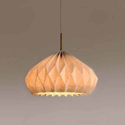 Modern Pendant Lamp - Linen Lampshade - MISAKI LAMP | Pendants by La Loupe. Item made of linen with brass works with mid century modern & contemporary style