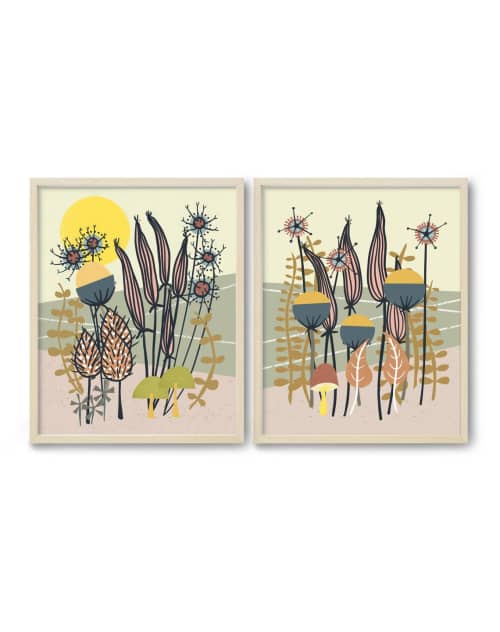 Daybreak/Sunrise - Mid Century Botanical Print Set | Prints in Paintings by Birdsong Prints