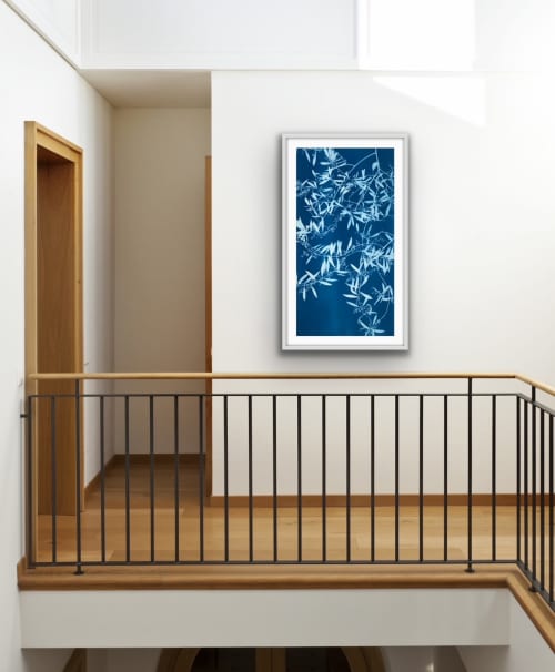 Spring Olive (36 x 18" hand-printed cyanotype) | Photography by Christine So. Item made of paper works with boho & japandi style