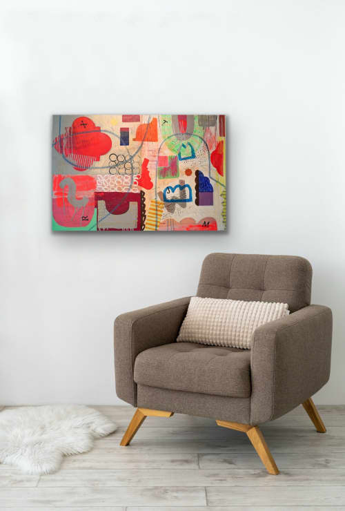 My Heart Leads the Way | Mixed Media by Paula Saslow, Copper Rose Art. Item composed of canvas compatible with contemporary and industrial style