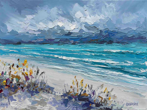 "Wild beach" original palette knife oil | Oil And Acrylic Painting in Paintings by OXYPOINT. Item in contemporary or mediterranean style