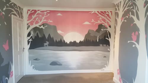 Baby Girl Nursery Mural | Murals by Mark One87. Item composed of synthetic