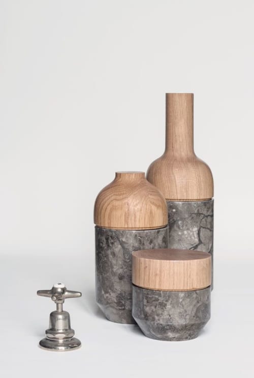 Mutamenti collection | Jar in Vessels & Containers by gumdesign. Item composed of oak wood and marble in contemporary style