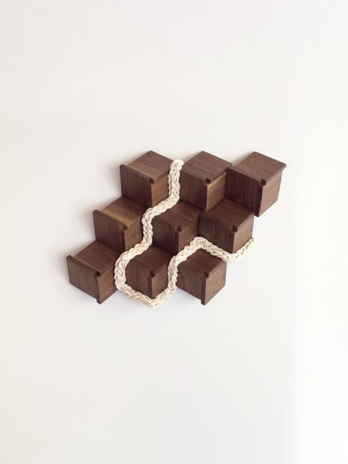 Cubic 002 | Sculptures by Ana Salazar Atelier. Item made of walnut with cotton works with minimalism & contemporary style