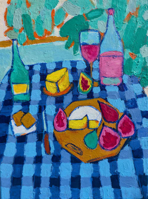 Still Life Wine and Cheese | Oil And Acrylic Painting in Paintings by Berezart