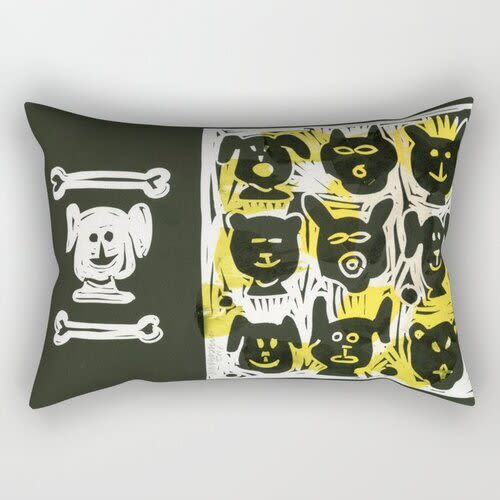 Rectangular Pillow Dogs | Cushion in Pillows by Pam (Pamela) Smilow. Item composed of cotton