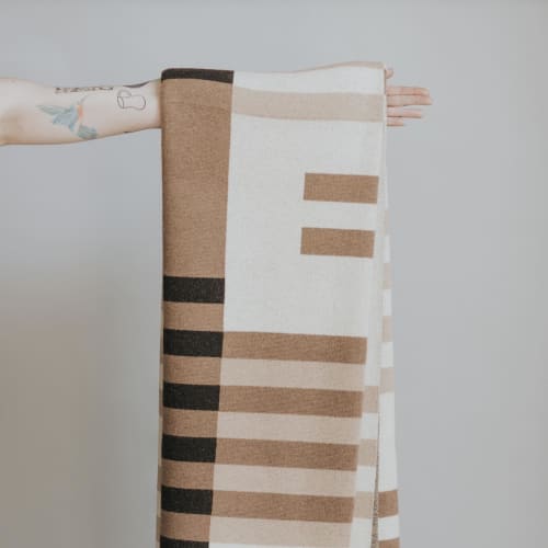 Bauhaus Baby Camel Throw in Natural Tones | Linens & Bedding by Hangai Mountain Textiles. Item composed of fabric