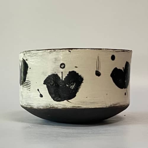 Hand Painted Black Clay Bowl | Dinnerware by cursive m ceramics. Item made of ceramic