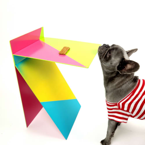 The A.R.T. edition of the "Miru Accent Table" | End Table in Tables by Ooak Design Inc.. Item composed of wood and steel