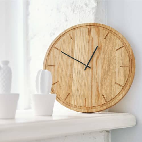 Oak Wood Wall Clock KARLIS | Decorative Objects by DABA. Item made of oak wood works with minimalism & contemporary style