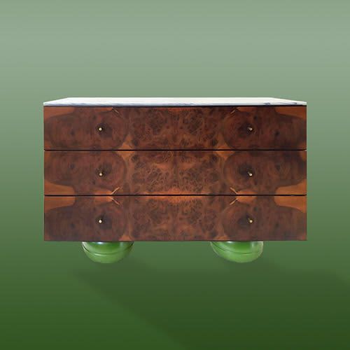 GREEN FEET chest of drawers | Cabinet in Storage by Ivar London | Custom. Item composed of oak wood and marble in contemporary or eclectic & maximalism style