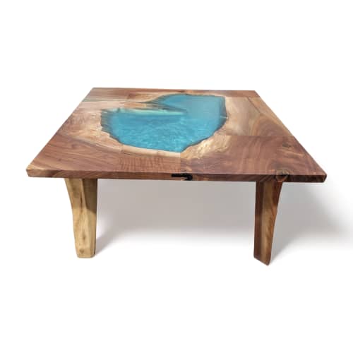 Black Walnut Epoxy Coffee Table 285 | Tables by KC Custom Hardwoods | KC Custom Hardwoods in Kansas City. Item made of walnut with metal