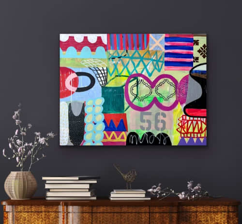 Springing into Life | Mixed Media by Paula Saslow, Copper Rose Art. Item composed of canvas compatible with contemporary style