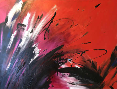 Heat Flash | Oil And Acrylic Painting in Paintings by Jen Sterling | WeWork Coworking & Office Space in Washington. Item composed of canvas and synthetic