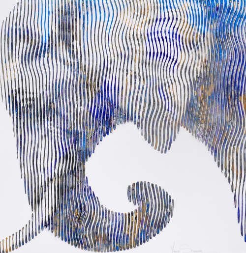 the most inspiring and the most majestic animal elephant | Oil And Acrylic Painting in Paintings by Virginie SCHROEDER. Item composed of canvas in minimalism or contemporary style