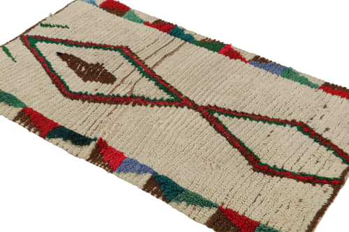 Vintage Azilal Moroccan Scatter rug with Red-Green Patterns | Area Rug in Rugs by Rug and Kilim