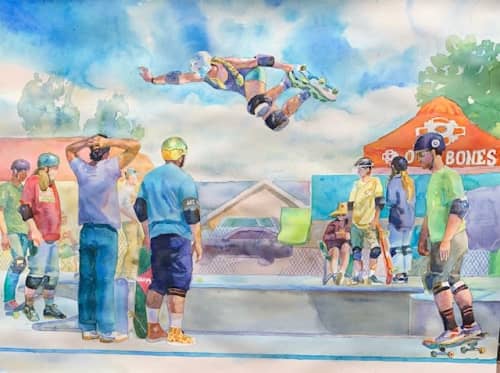 “Up in the air” watercolor painting | Paintings by Dmitry Mosaics. Item composed of synthetic