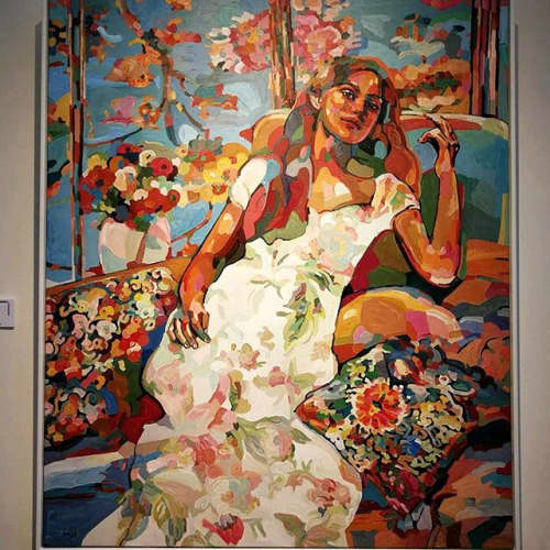 In Love Mood, 140/120 cm, painting by Noemi Safir | Oil And Acrylic Painting in Paintings by Noemi Safir Artist. Item composed of synthetic