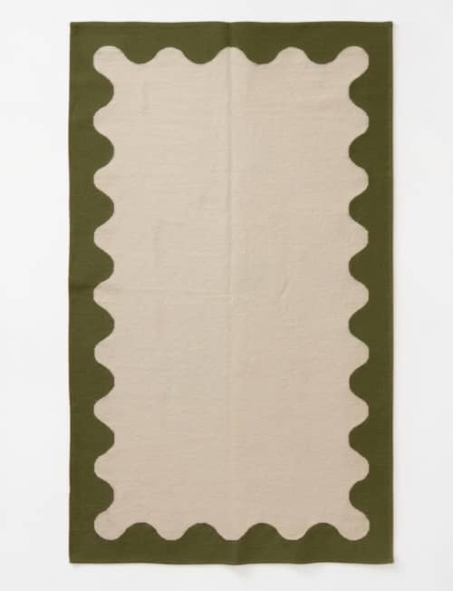 Handwoven Woolen Runner Rug | Rugs by Evergreen Carpets. Item composed of wool in boho or minimalism style