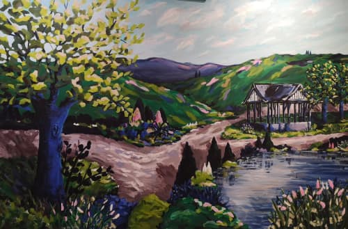 Commissioned Landscape painting 'Lockdown Adventures' | Oil And Acrylic Painting in Paintings by Judy Century Art. Item composed of synthetic