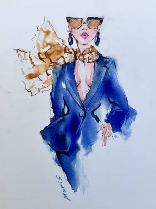 "Classic suit" Original Fashion Illustration | Paintings by Marina Saba Fine Art