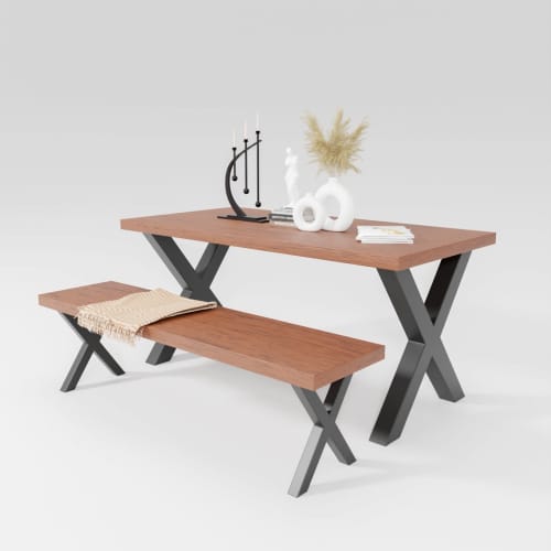 Modern Wooden Dining Table With Bench, Farmhouse Wood Dining | Tables by Picwoodwork. Item composed of oak wood