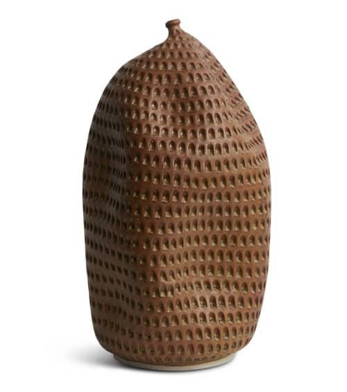 Skoby Joe Brown Textured Ceramic Vase | Ornament in Decorative Objects by SKOBY JOE CERAMICS. Item made of stoneware