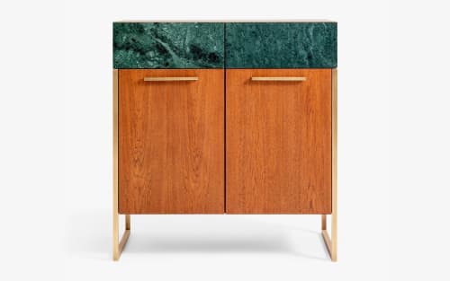 Famed Modular Console Double Door No:2 | Cabinet in Storage by LAGU. Item composed of oak wood & marble