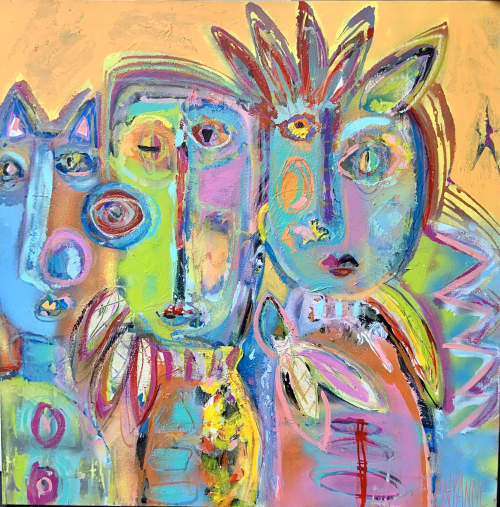 Up To No Good Gang Painting | Oil And Acrylic Painting in Paintings by Wyanne. Item composed of canvas in contemporary or eclectic & maximalism style
