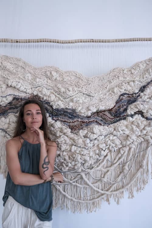 Custom Wall Hanging with natural materials "After the Rain" | Tapestry in Wall Hangings by Rebecca Whitaker Art. Item composed of wood and cotton in minimalism or contemporary style