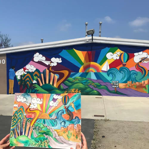 Wall Mural | Street Murals by Mindful Murals | Lewis Middle School in San Diego. Item composed of synthetic