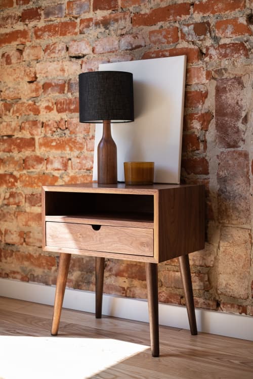 Solid Walnut Nightstand / Bedside Table | Tables by ColombeFurniture. Item made of maple wood