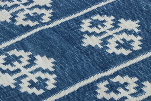 Rug & Kilim’s Contemporary Dhurrie Rug in Blue with White | Area Rug in Rugs by Rug and Kilim