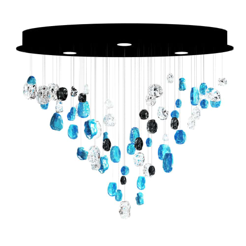 Murano Gemstones in Cascading Design Ideal for Over the Tub | Pendants by Galilee Lighting. Item composed of metal & glass compatible with contemporary and modern style