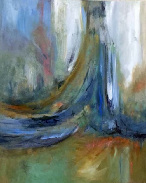 Mystical Tree Acrylic Contemporary Abstract | Oil And Acrylic Painting in Paintings by Strokes by Red - Red (Linda Harrison). Item composed of canvas