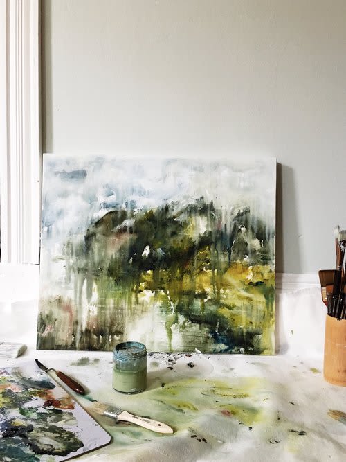 Dolomites (20" x 24") | Oil And Acrylic Painting in Paintings by Emily Tingey. Item composed of canvas and synthetic