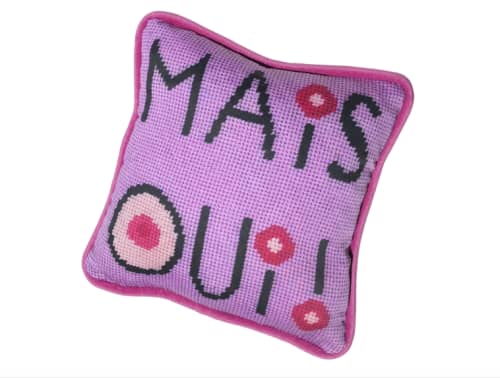 MAIS OUI! organic cotton sateen pillow | Pillows by Mommani Threads. Item composed of cotton in contemporary or modern style