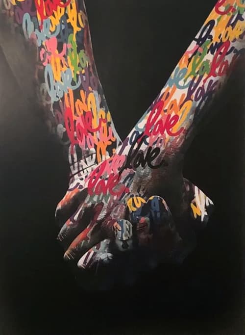 Humanity (Black) | Oil And Acrylic Painting in Paintings by Ruben Rojas | Neighbor in Los Angeles. Item made of synthetic